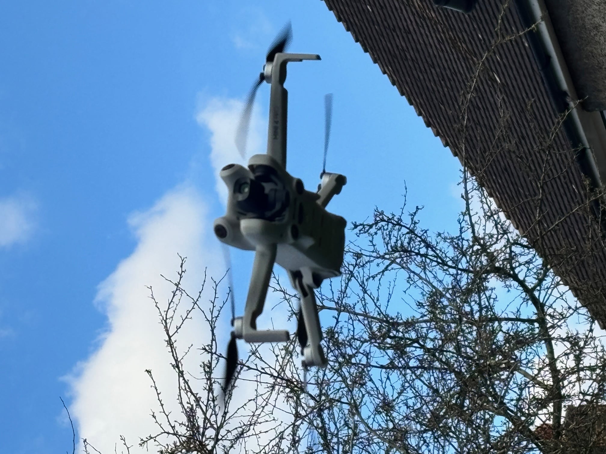 Drone on a roof inspection